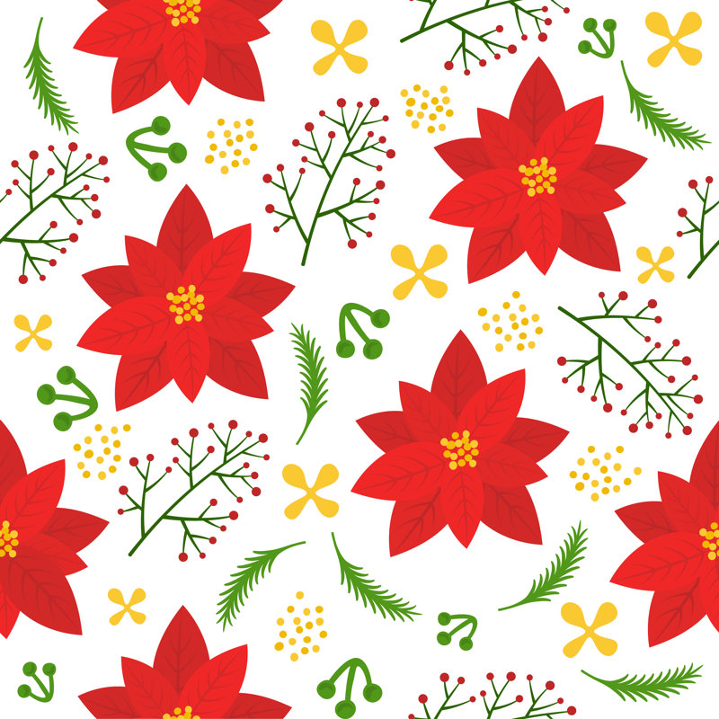 Christmas Floral Seamless Pattern by Lukpedclub - Wrapped Canvas Print, 30cm H x 30cm W x 3.8cm D