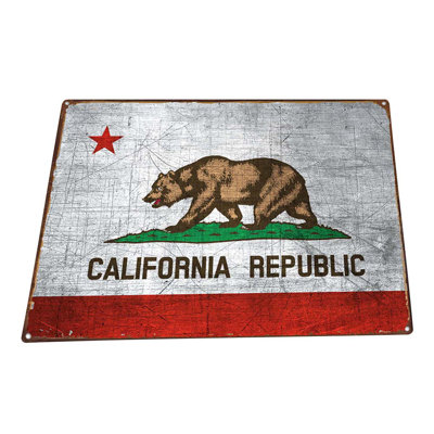 Drapeau californien sur impression métallique