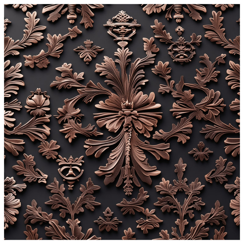 Coussins décoratifs à double face en bronze à motifs ornementaux, 20 x 20 inches