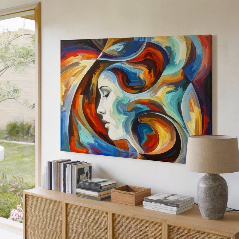 Art mural avec couleurs vives abstraites et toile de profil cachée prête à être accrochée à la galerie, décoration moderne