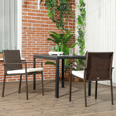 Chaises de salle à manger d'extérieur avec coussin, 2 pièces, chaise de patio, et, Pe, blanc crème pour patio, terrasse, coussin de jardin. .