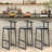 Set Of 3 Wooden Round Bar Stools With Backrest, Footrest And Metal Legs-554753848