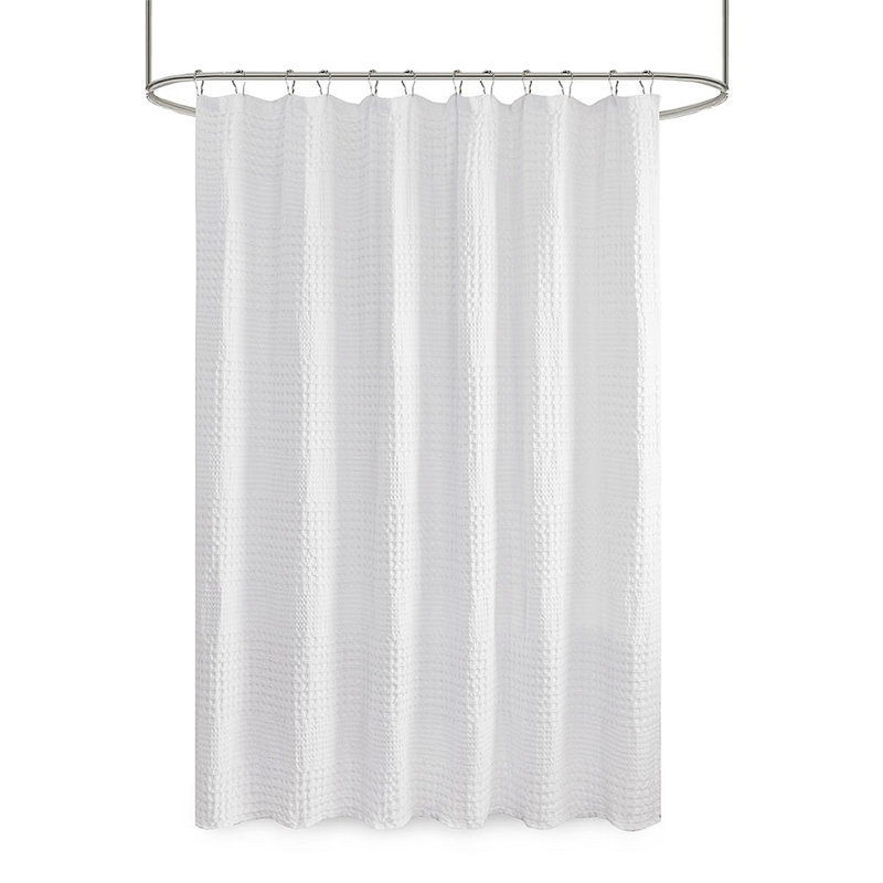 Super Waffle Textured Solid Shower Curtain