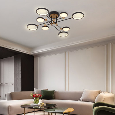 Plafonnier semi-encastré 8 lumières DEL moderne avec télécommande