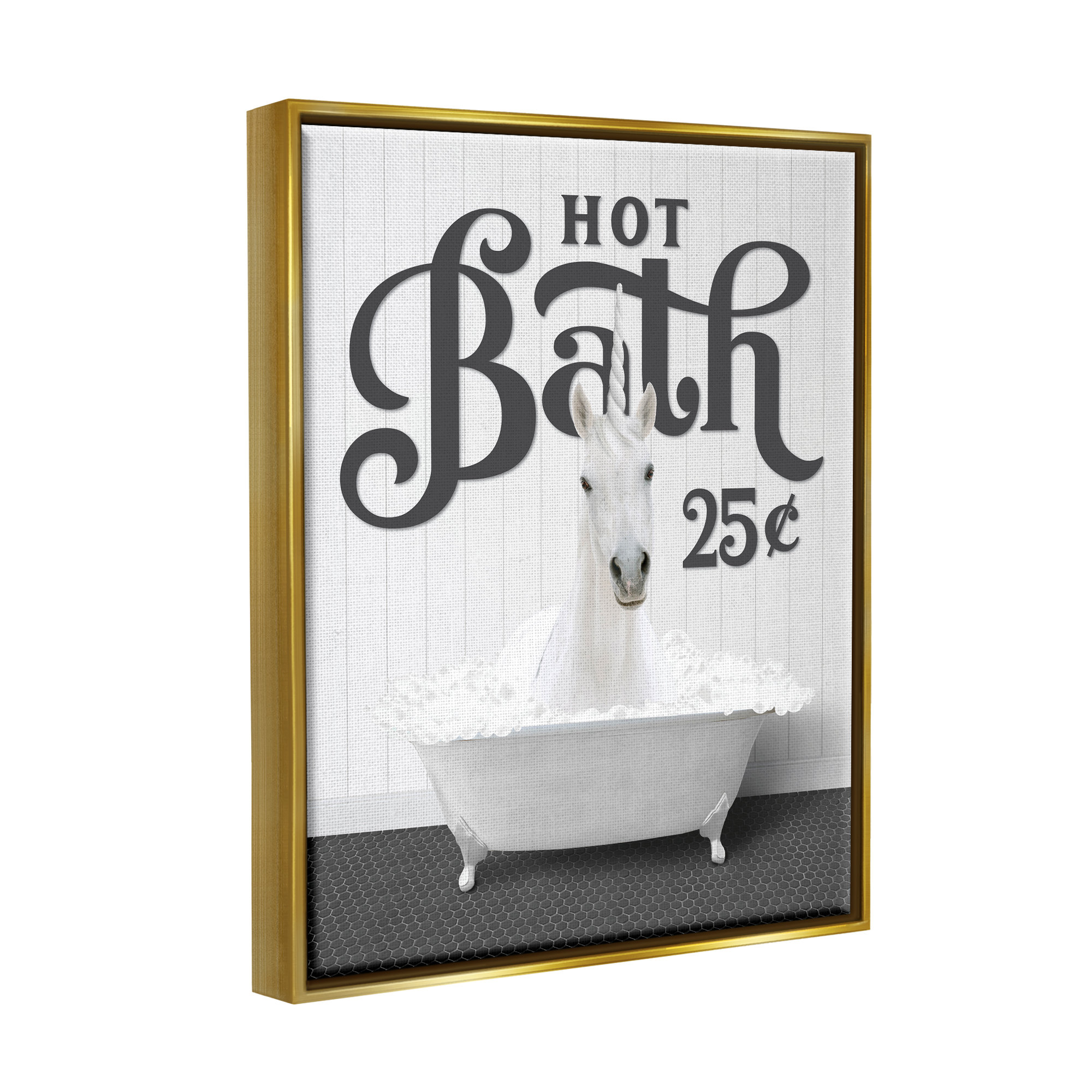 Trinx Vintage Hot Bath Unicorn Framed Floater Canvas Wall Art Design By ...