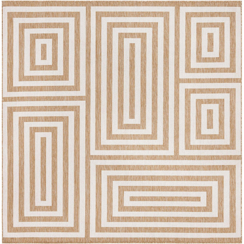 Tapis contemporain de style taupe Bello, Carré 7 pi 10 po