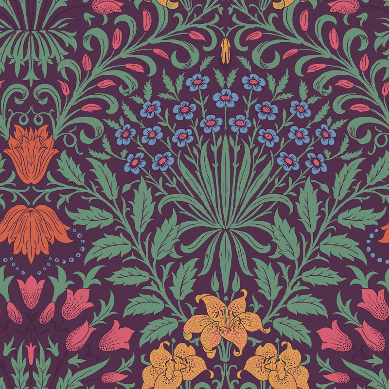 William Morris Garden Soft Wallpaper, Purple