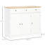 Buffet moderne - Plateau en bois massif, 3 tiroirs, portes, tablette réglable pour un rangement efficace dans la cuisine. Blanc.