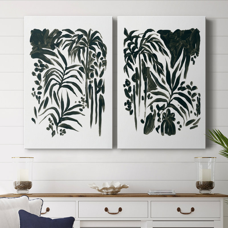 Encre Jungle I - Toile tendue avec châssis de qualité supérieure - Prêt à être accroché