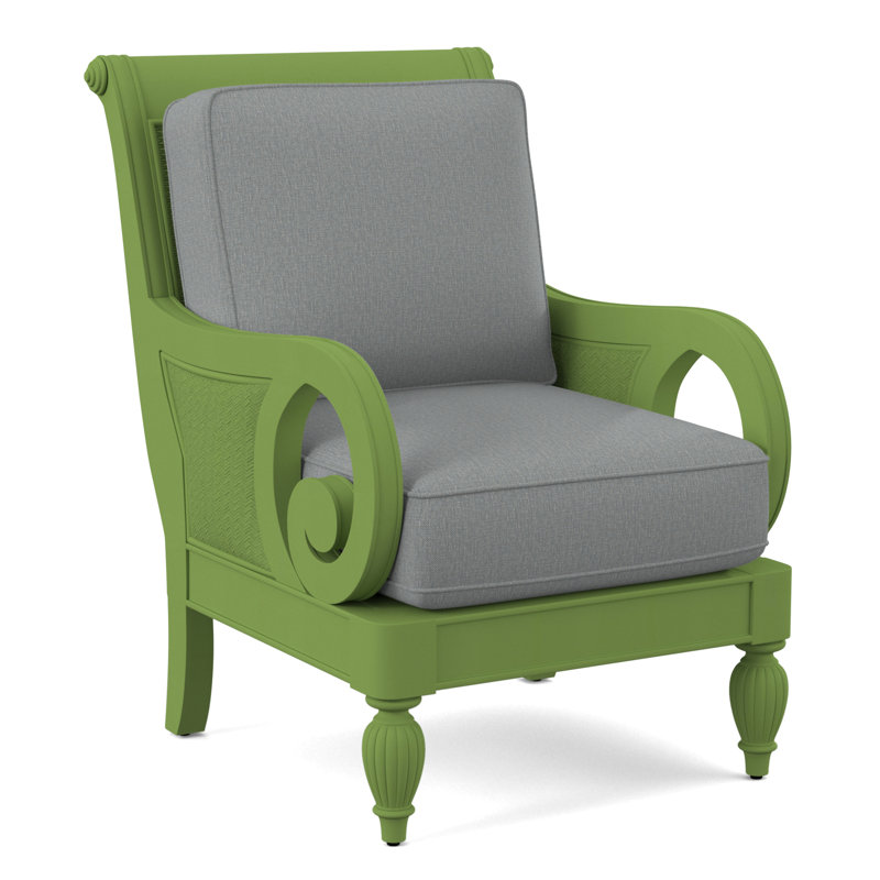 Grand View 71.12Cm Wide Armchair, Light Blue Performance Fabric; 0851-55, Antique Frost White Finish