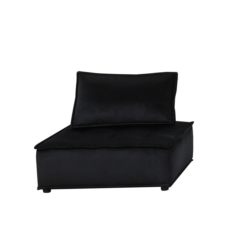 Canapé modulaire en U en velours noir avec siège de 14,5 po et capitonnage en mousse