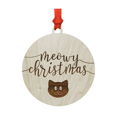 Bois 'meowy christmas' ornement