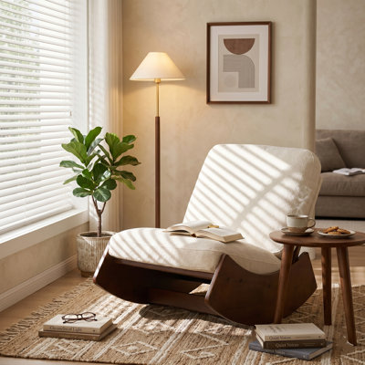 Chaise berçante rembourrée en velours côtelé de 24,21 po de largeur