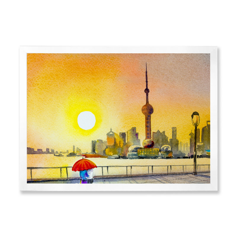 «Romantic Couple In Love In Shanghai», reproduction sur toile flottante, Cadre photo blanc, H 24 po x l 36 po x P 1 po
