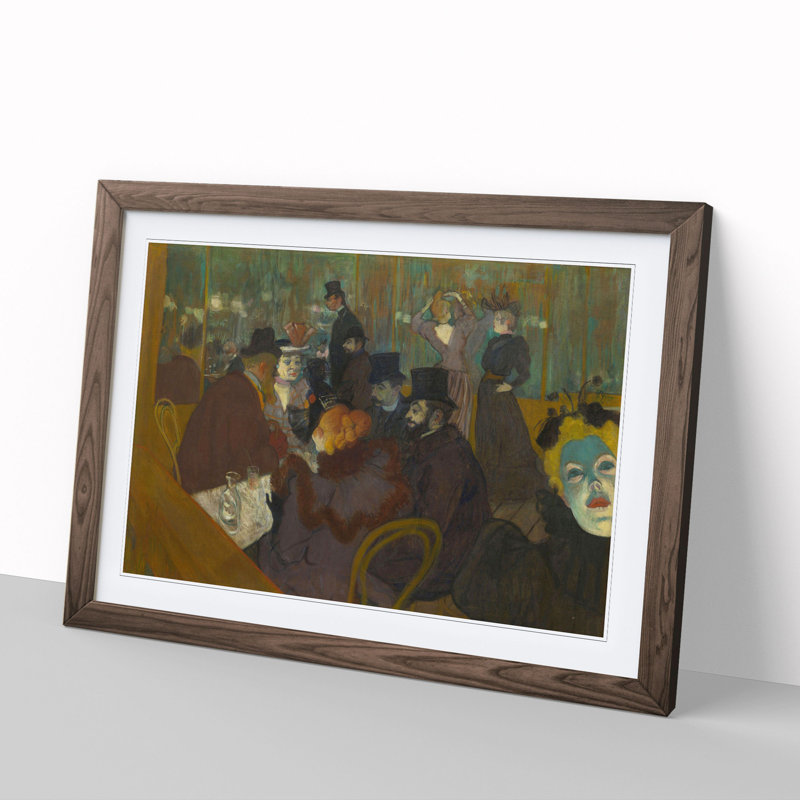 At the Cabaret by Henri De Toulouse-Lautrec - Picture Frame Painting, 48cm H x 65cm W x 2cm D, Walnut Framed