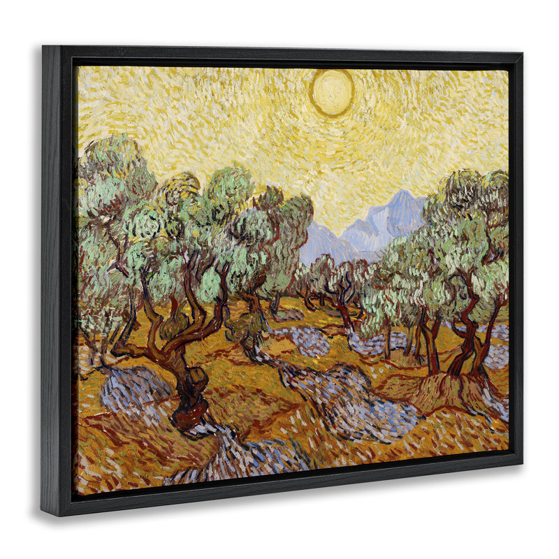 Cadre flottant olive Olive Van Gogh, design par Vincent Van Gogh, Cadre flottant noir de jais, H 17 po x l 21 po