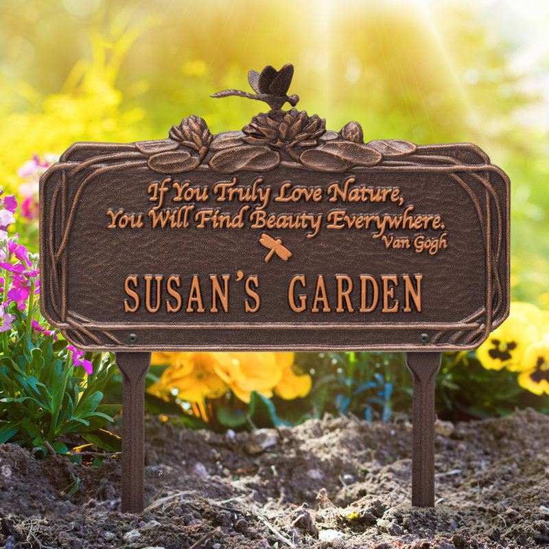 Dragonfly Quote Personalized Garden Sign, Antique Copper, Yes