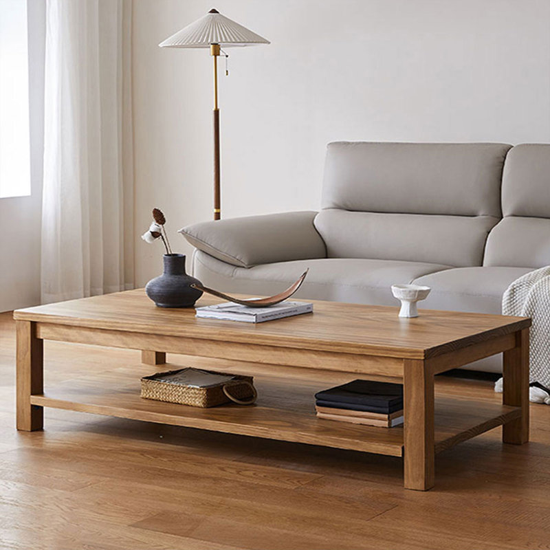 Coffee Solid Wood Rectangular Coffee Table, 17.72" H x 47.24" L x 23.62" W