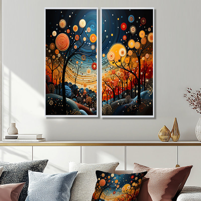 «Orange Mid Century Natures Harmony I - Abstract Midcentury», reproductions d'art sur toile, 20" H x 24" W, White