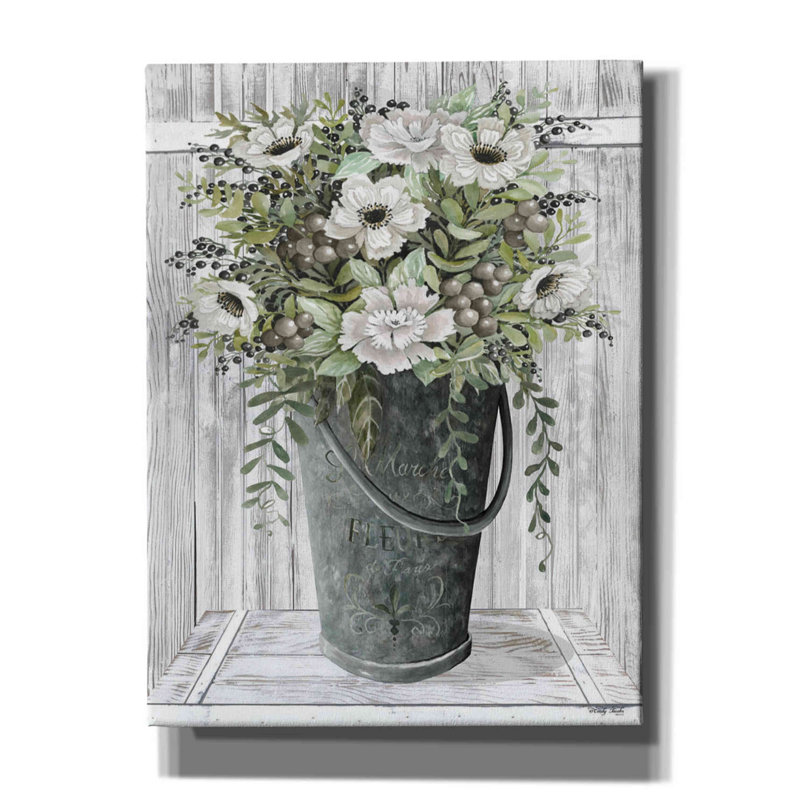 «Galvanized Fleurs» par Cindy Jacobs, art mural sur toile, H 16 po x l 12 po x P 0,75 po