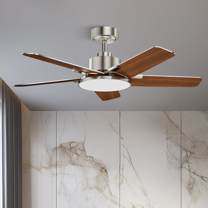 Ventilateurs de plafond modernes de 44 pouces avec lumières et télécommande nickel, Nickel, 44 po de largeur