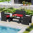 8 PCS Patio Conversation Set with Seat Cushions & Tempered Glass Tabletop, Porch Red+Black-446551939-446551942