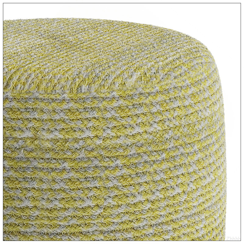 Bayley - Pouf rond tressé - jaune pâle / naturel