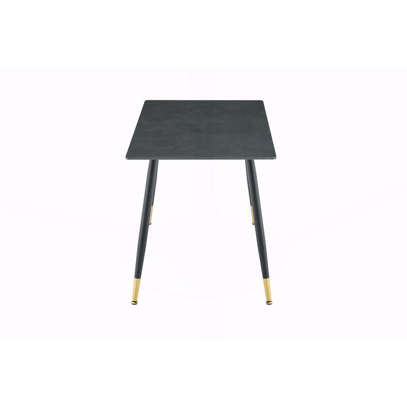 Modern Rectangular Dining Table, Dark Gray / Black