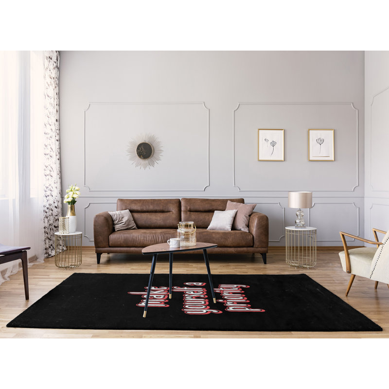 Tapis en poly-chenille style tableau noir style self love, Rectangle 8 pi x 10 pi