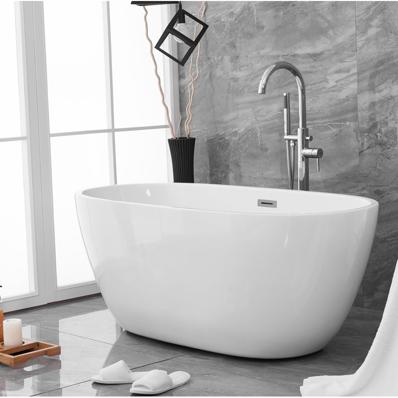 Thermopolis 59'' x 28.3'' Soaking Acrylic Bathtub, Polished Chrome