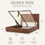 Lit plateforme moderne en bois avec tête de lit à panneau architecturale et rangement relevable, grand, brun noyer-1156476920-1156476922