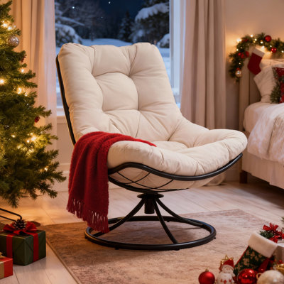 Turquoise Swivel Accent Chair With Soft Thick Cushion by Ebern Designs