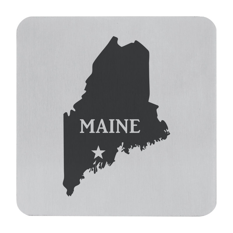 Stainless Steel Square 4 Piece Coaster Set, Maine