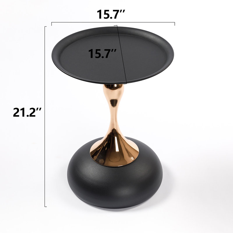 Petite table d'appoint ronde, Noir et or