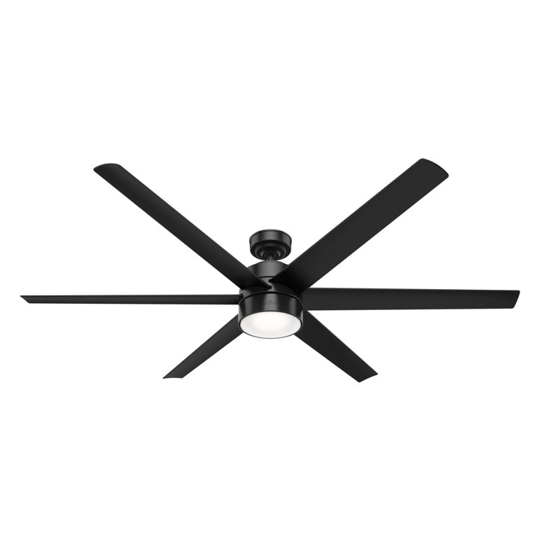 72" Solaria 6 - Blade Outdoor Standard Ceiling Fan with Wall Control and Light Kit Included, Matte Black