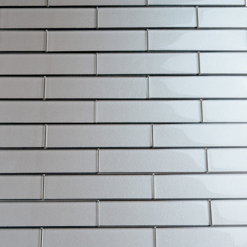 2X8 Subway Glass Mosaic Tile, Pewter