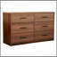 Commode 6 tiroirs avec grands tiroirs en tissu, noyer