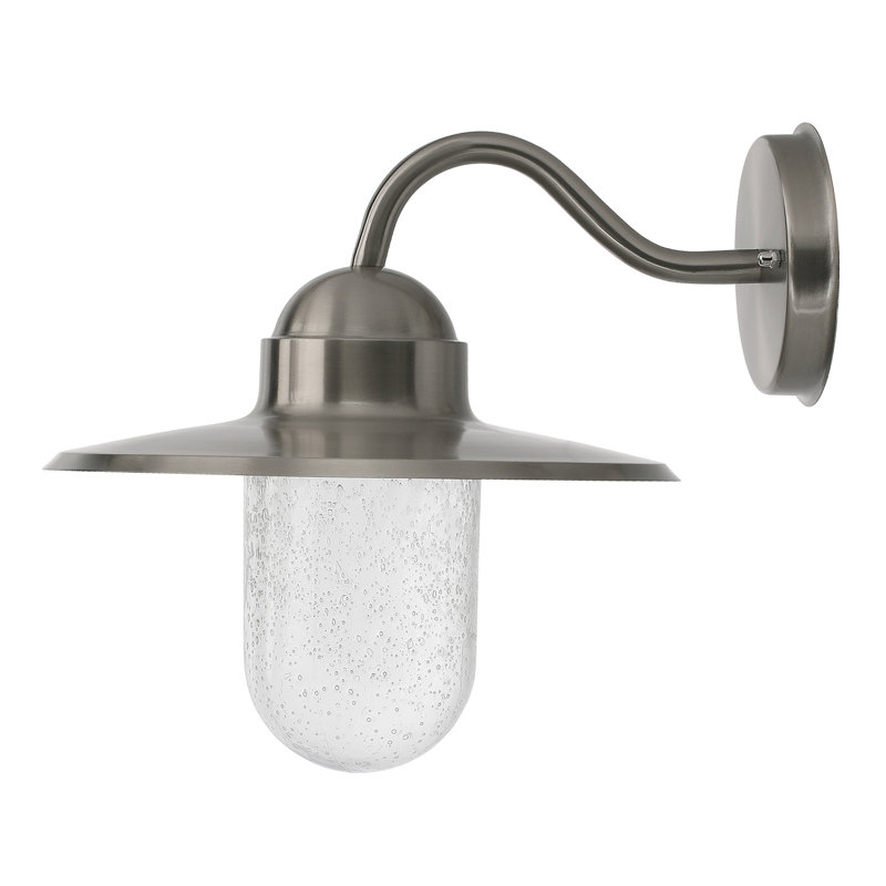 Henrieke 30.3cm H Seeded Glass Outdoor Barn Light, Silver
