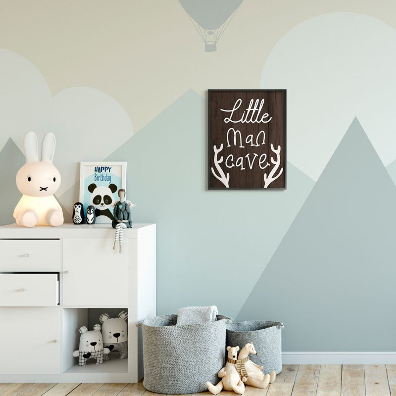 «Little Man Cave» par Daphne Polselli - impression d'art graphique, Cadre noir, H 20 po x l 16 po x 1,5 po