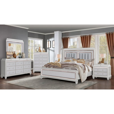 Idoya White Bedroom Set with LED Lighting