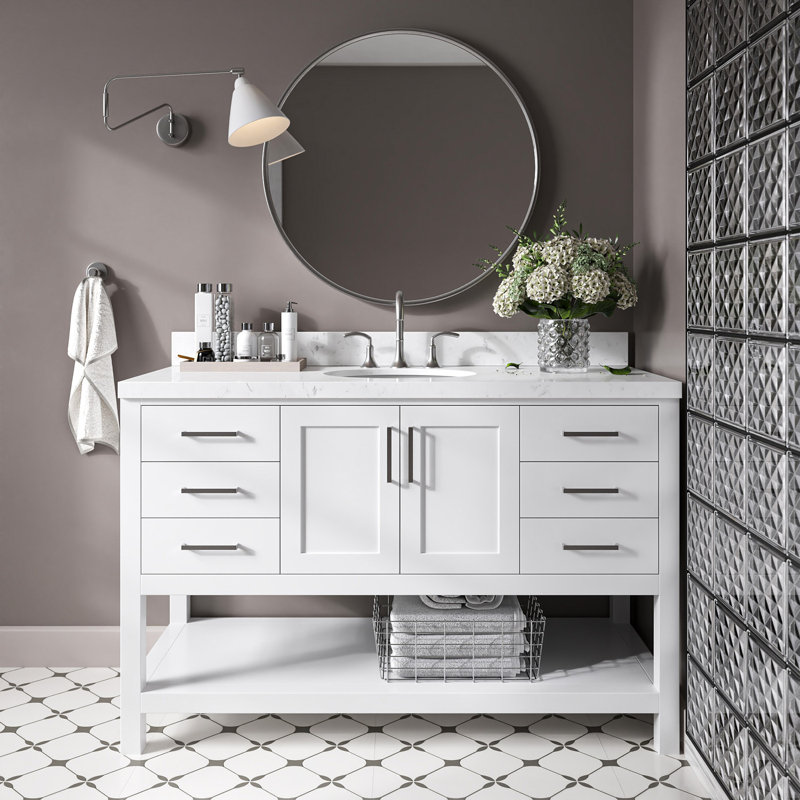ARIEL Magnolia 54 Single Bathroom Vanity with Top, Oval, White