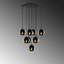 Lustre industriel moderne, finition noire et fumée, 30,7 po x 30,7 po x 43,3 po | Hauteur réglable, corps en fer, 9 x douilles E27 (40 W maximum) | Luminaire élégant pour les salles à manger et les espaces de vie contemporains