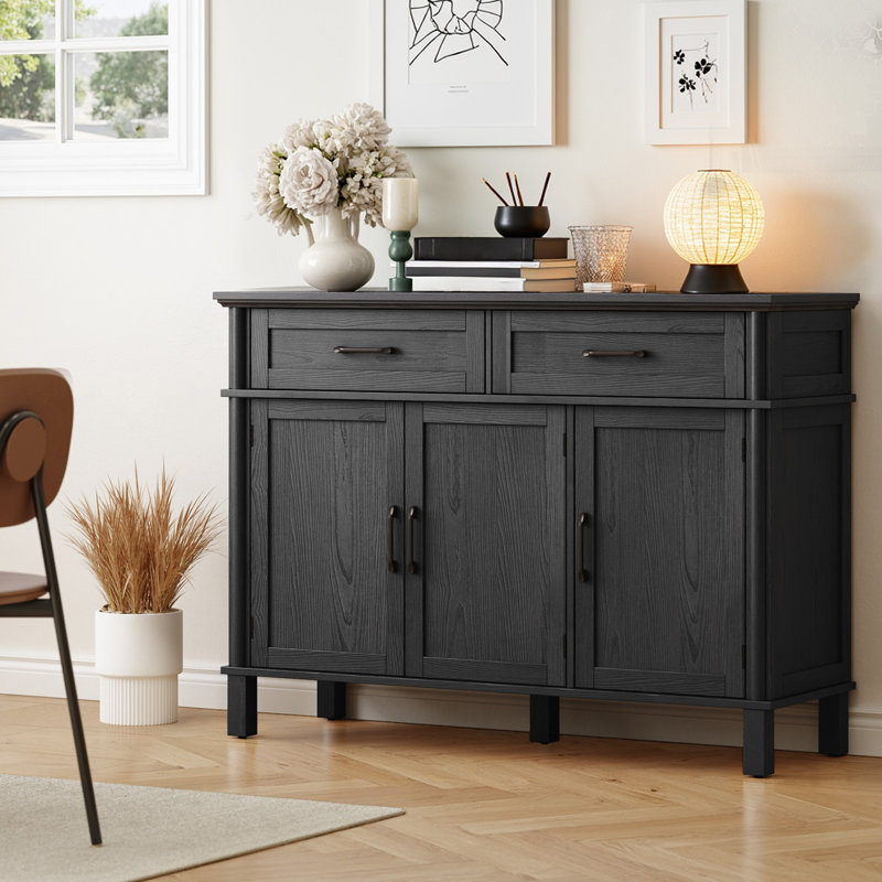 Buffet Cabinet Sideboard With 2 Drawers and Cabinets, Classic Style Sideboard With Adjustable Shelves For Living Room, Kitchen, Dining Room