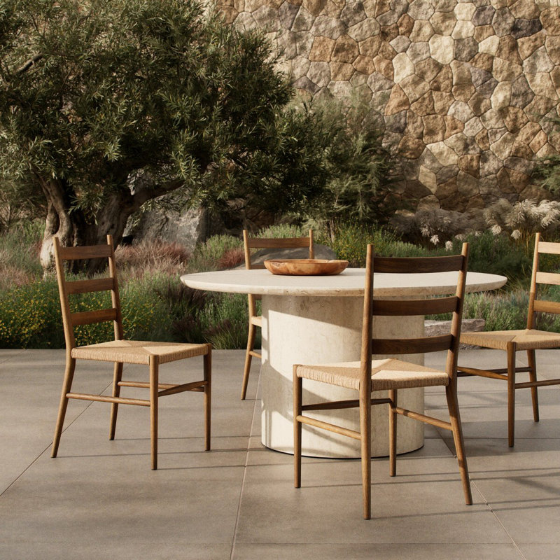 Chopin Outdoor Teak Dining Side Chair, Stained Toasted Brown
