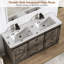 Meuble-lavabo double 59 po avec lavabo, robinet, ensemble de drain, tiroirs et portes de grange coulissantes 59 po
