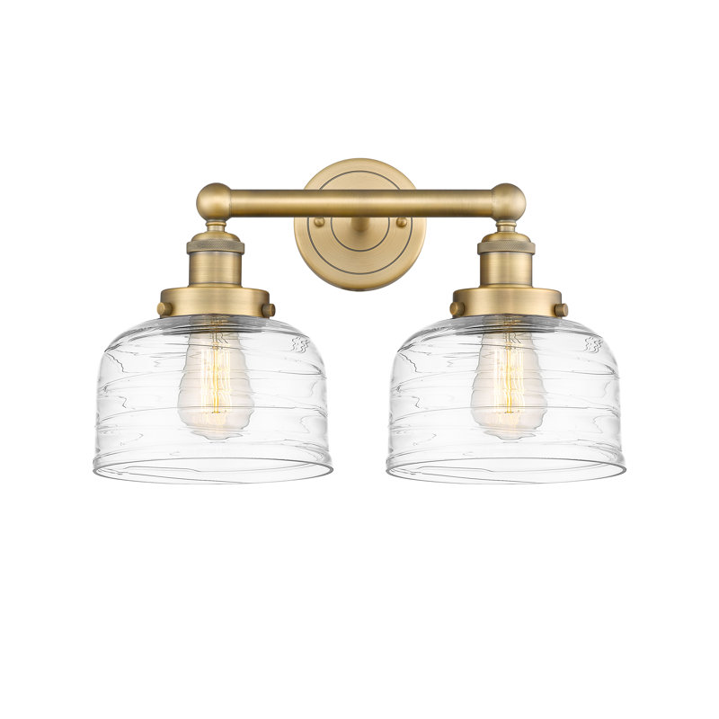 Arlester 2 - Light Dimmable Vanity Light, Brushed Brass, Clear Deco Swirl