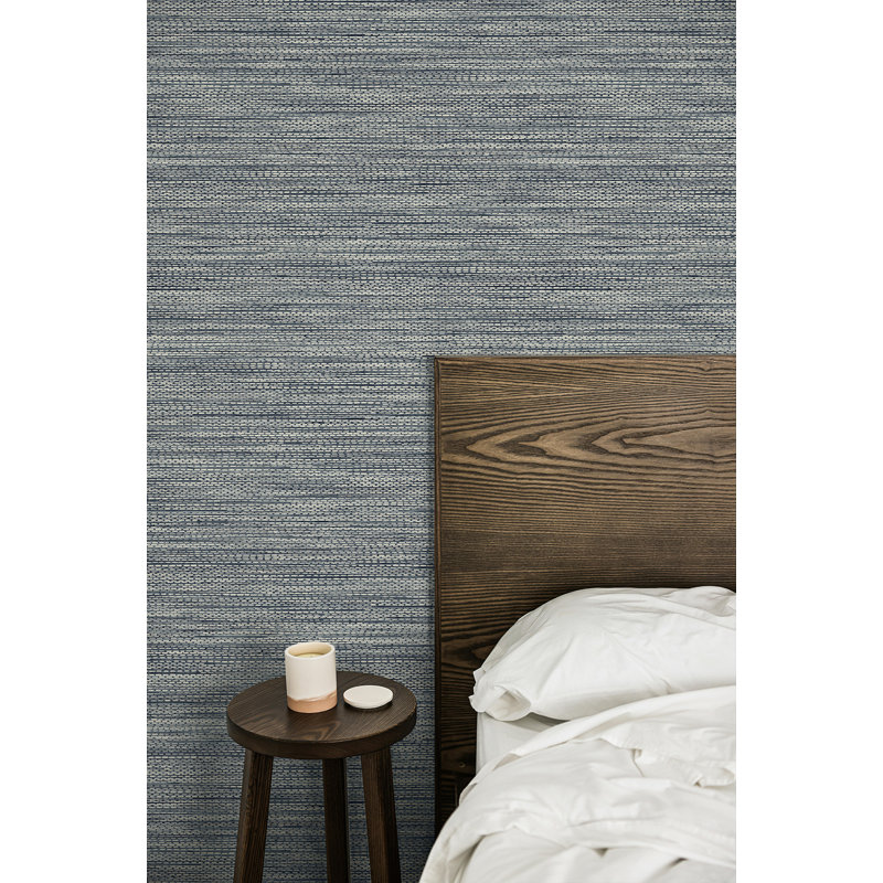 Papier peint non tissé Hollinwood, Bleu denim métallique