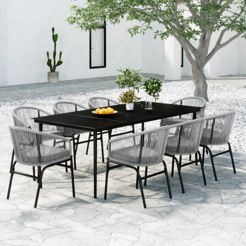 Ensemble repas pour 8 personnes Keyuntae, Cadre gris / coussin gris