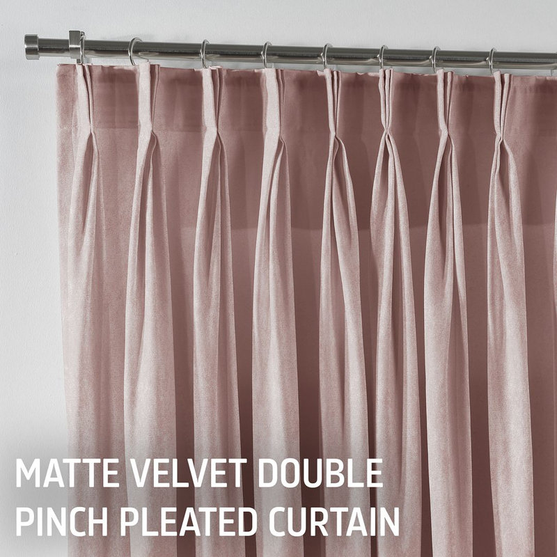 Room Darkening Single Curtain Panel, 190cm Width x 125cm Drop, Light Pink