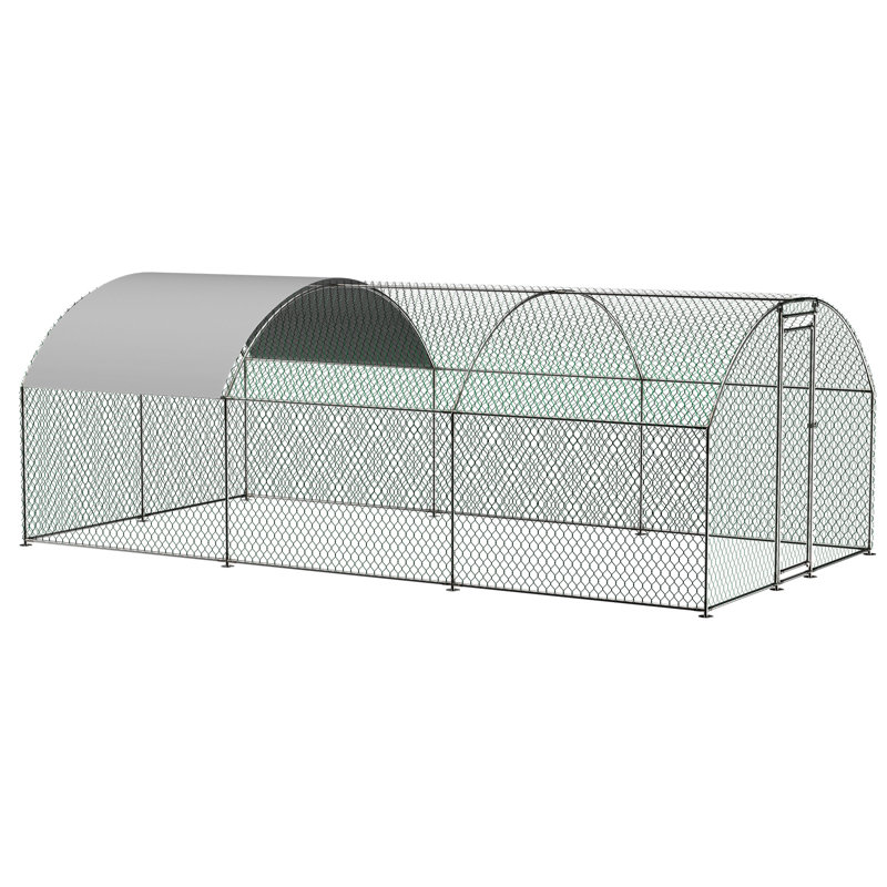 Grand poulailler avec bâche et barrière verrouillable en métal imperméable pour la cour